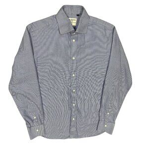 Spier & Mackay Handmade Dress Shirt Slim Fit Houndstooth Blue Cotton 38 15 Small